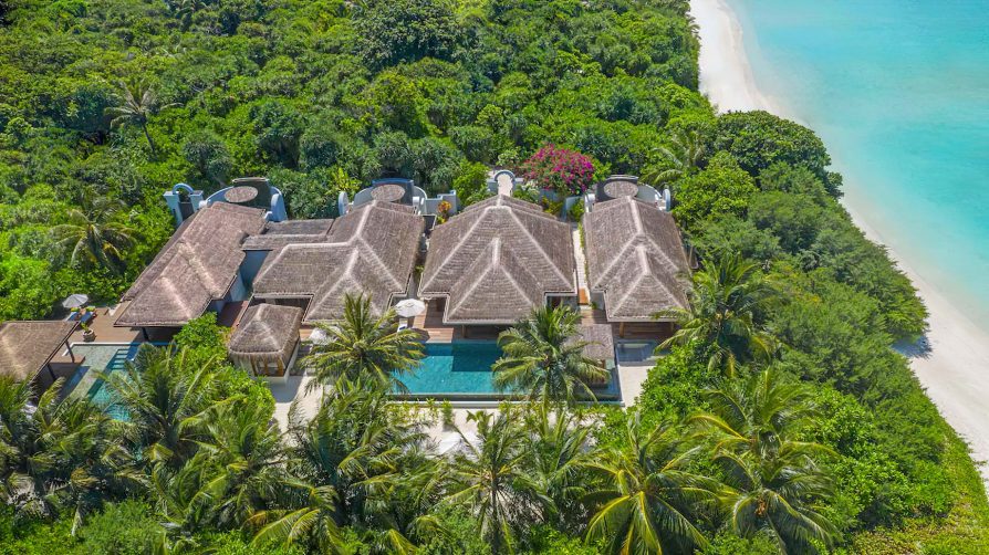 Anantara Kihavah Maldives Villas Resort - Baa Atoll, Maldives - Four Bedroom Beach Pool Residence Aerial View