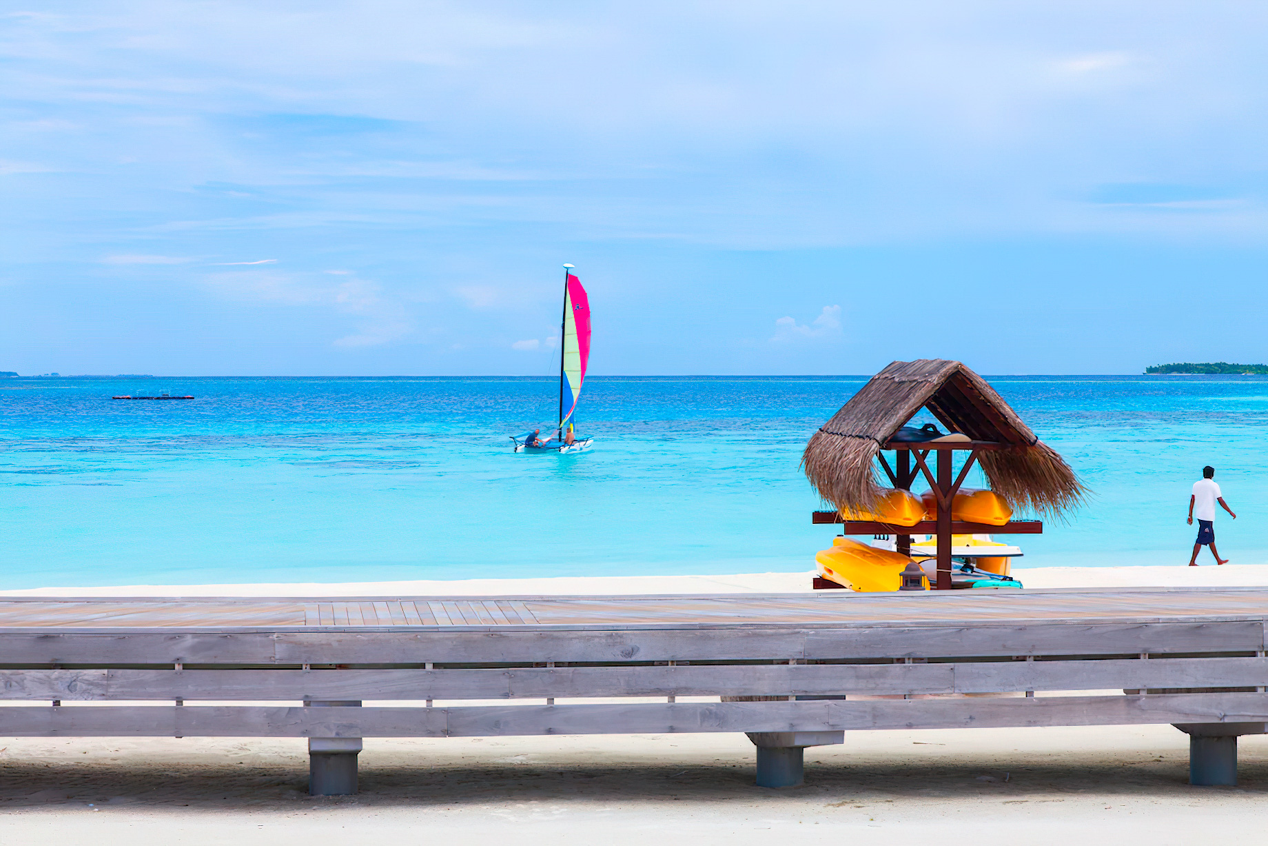 Constance Moofushi Resort – South Ari Atoll, Maldives – Sailboat Beach View