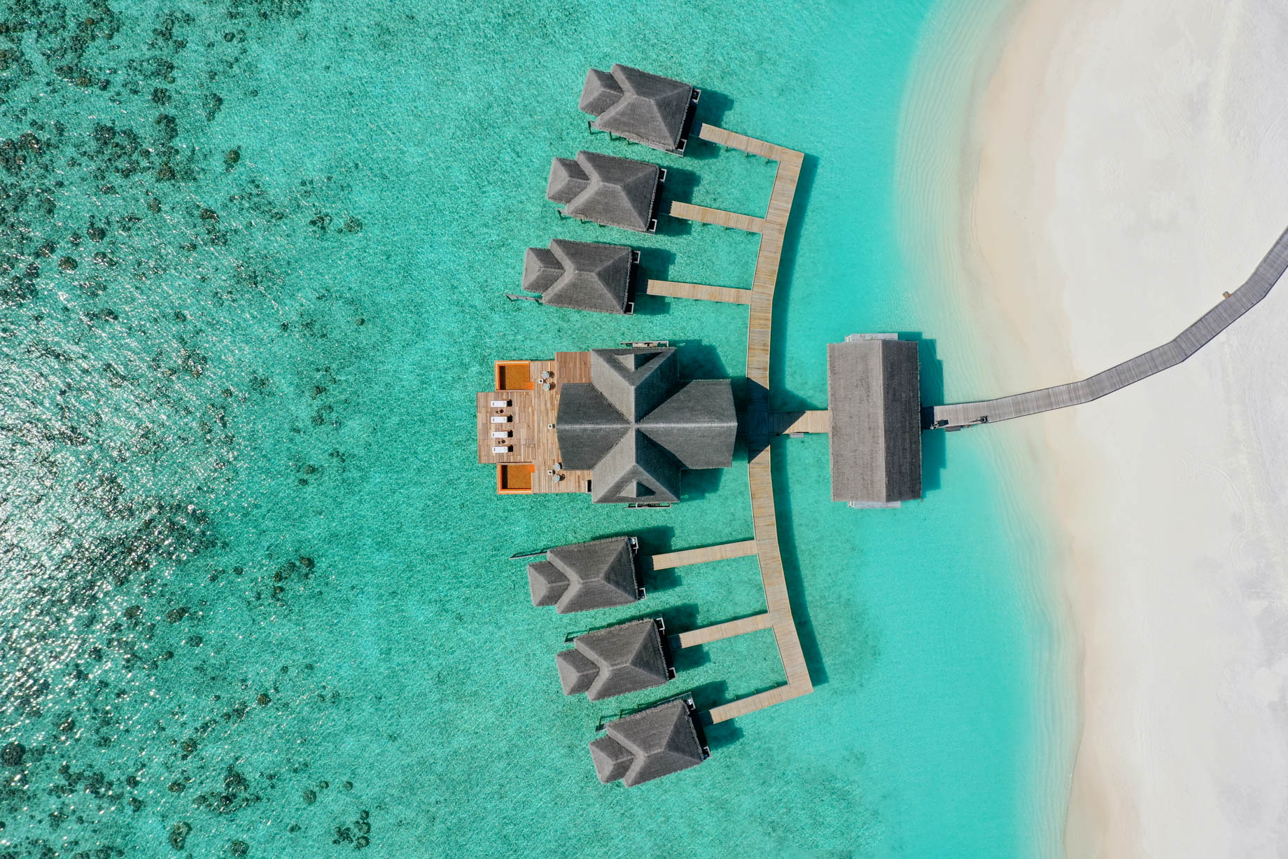 Anantara Kihavah Maldives Villas Resort - Baa Atoll, Maldives - Spa Overhead Aerial View