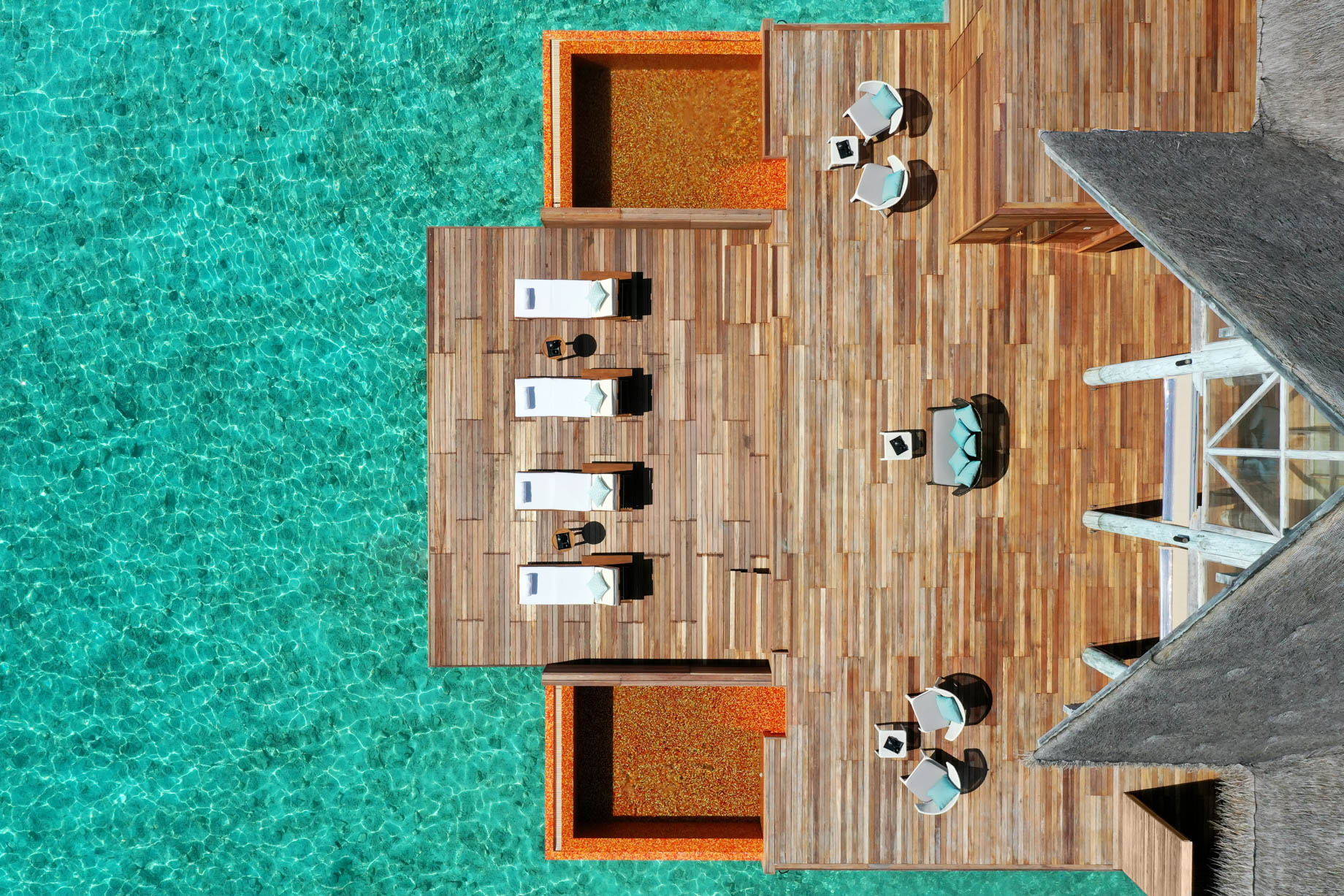 Anantara Kihavah Maldives Villas Resort – Baa Atoll, Maldives – Spa Relaxation Deck Overhead Aerial View