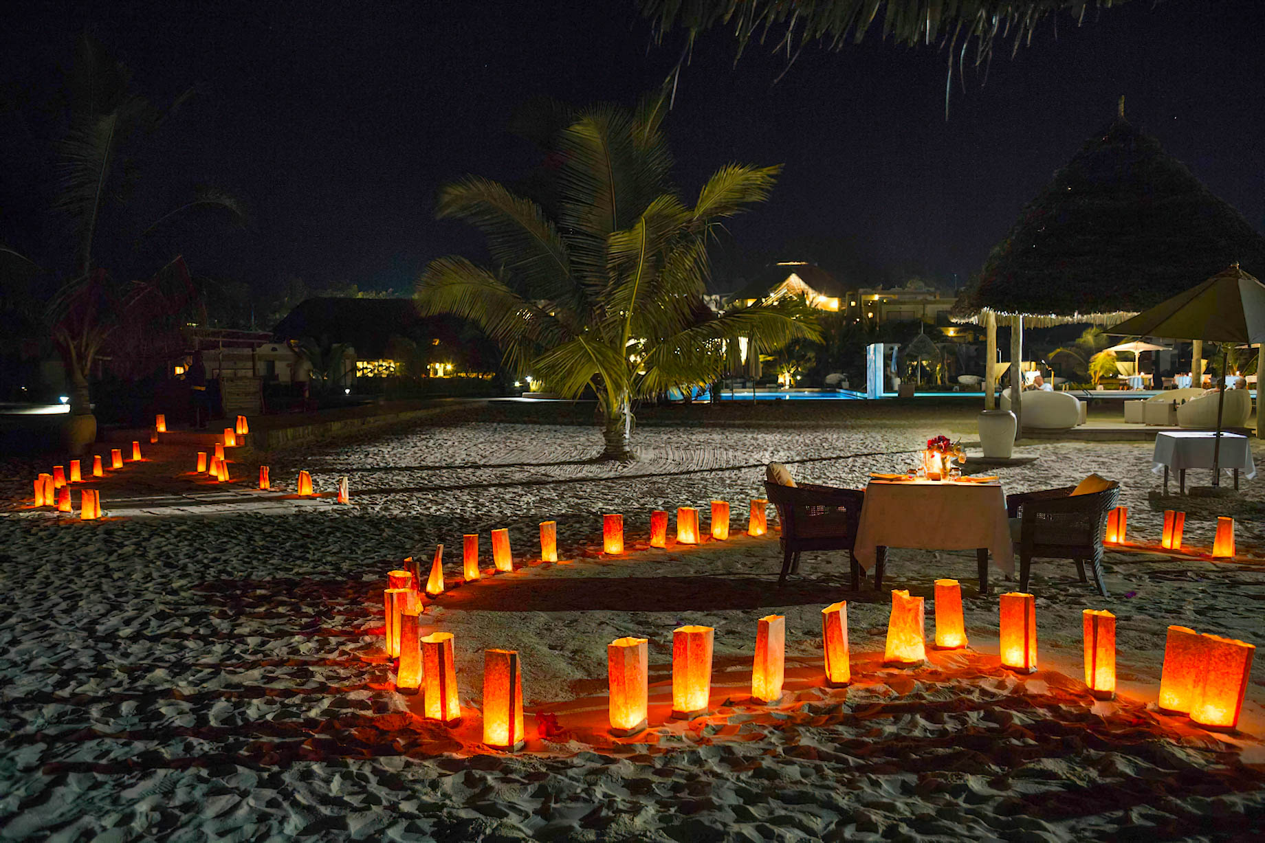 Gold Zanzibar Beach House & Spa Resort – Nungwi, Zanzibar, Tanzania – Resort Beach Dining Night View