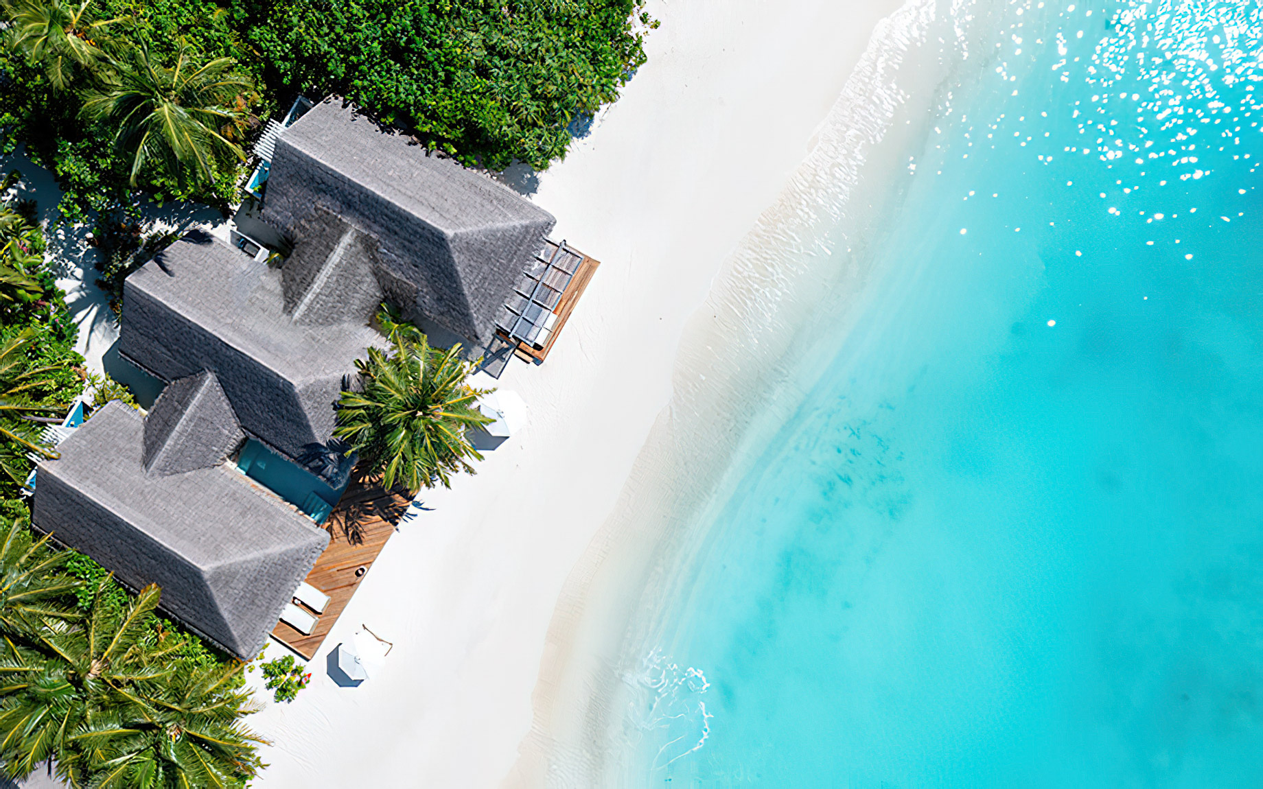 Baglioni Resort Maldives – Maagau Island, Rinbudhoo, Maldives – Beach Villa Two Bedroom Pool Suite Overhead Aerial View