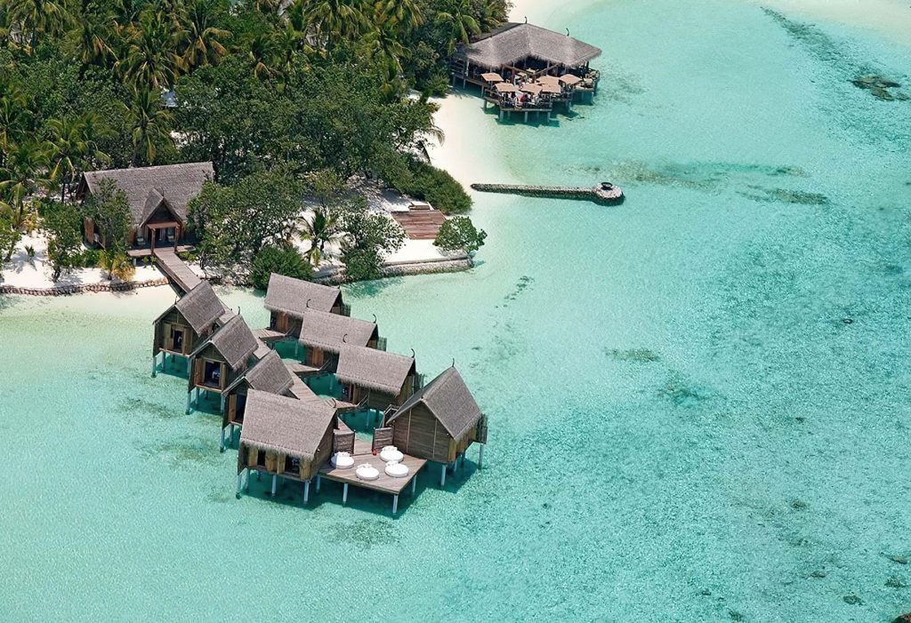 Constance Moofushi Resort - South Ari Atoll, Maldives - Overwater Spa Aerial View