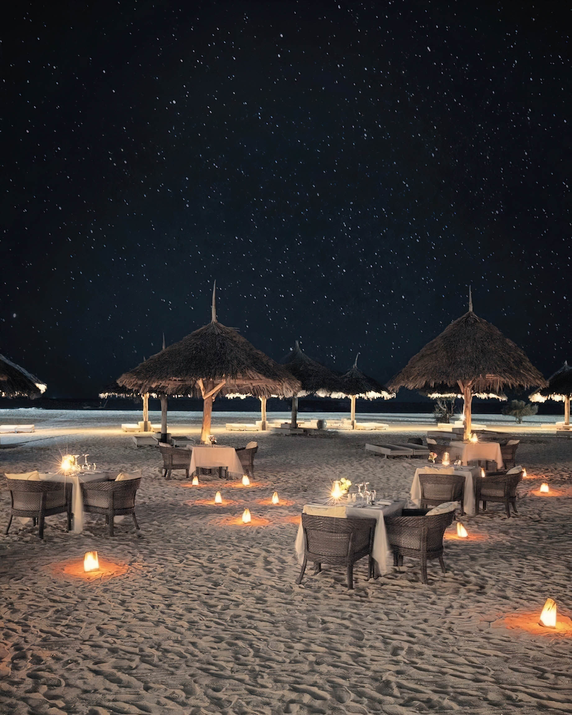 Gold Zanzibar Beach House & Spa Resort – Nungwi, Zanzibar, Tanzania – Resort Beach Dining Night View