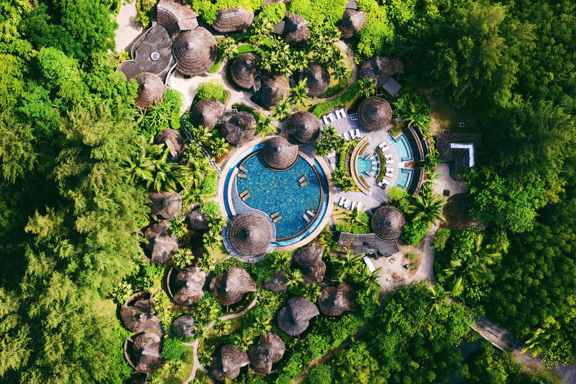 Constance Ephelia Resort – Port Launay, Mahe, Seychelles – Spa Pool Overhead Aerial View