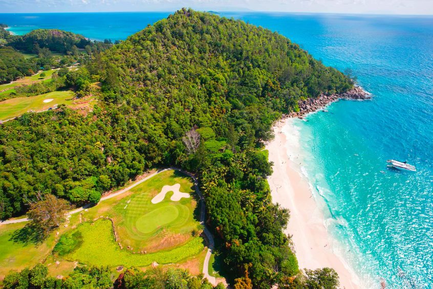 Constance Lemuria Resort - Praslin, Seychelles - Golf Course Aerial View