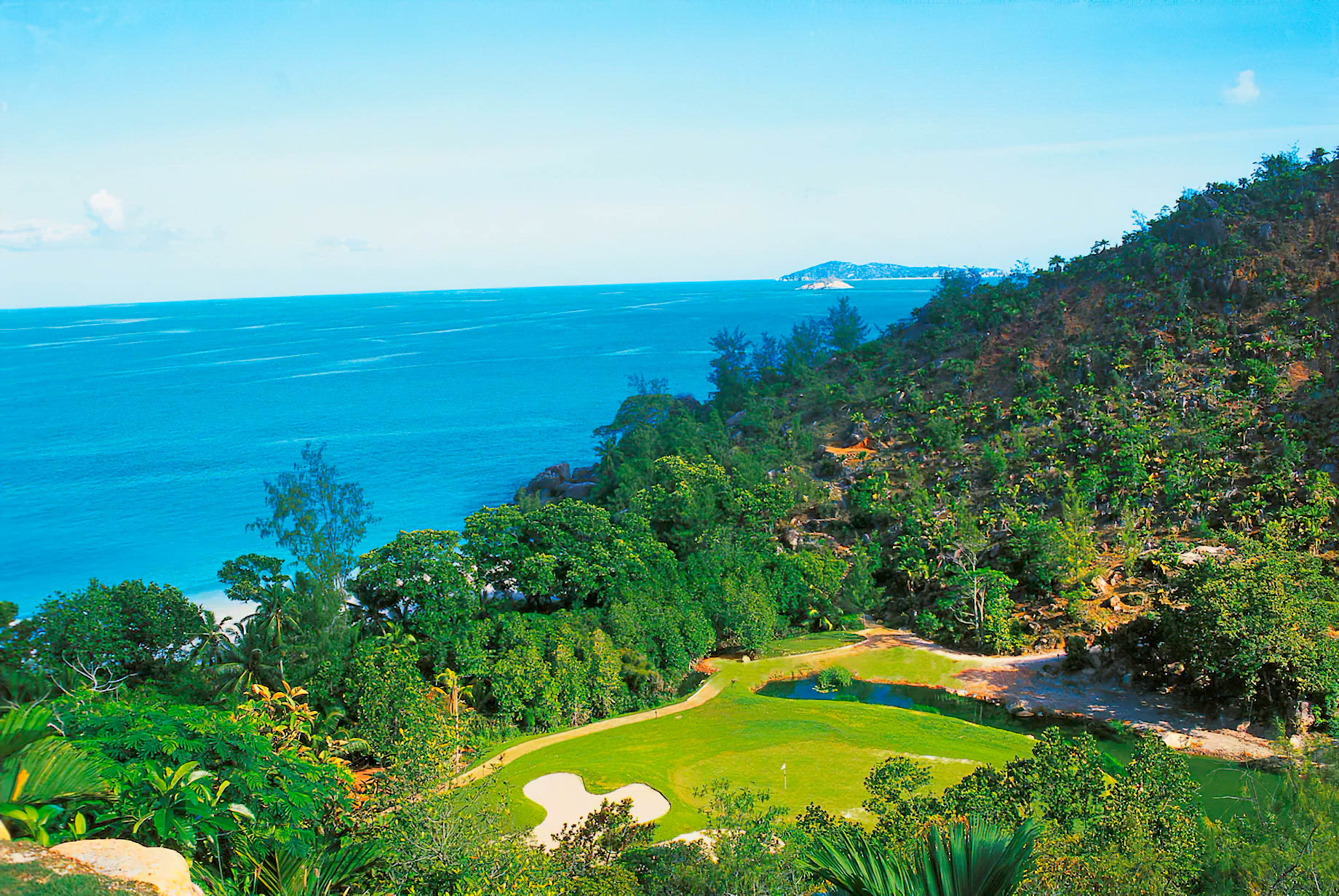 Constance Lemuria Resort – Praslin, Seychelles – Golf Course Aerial View
