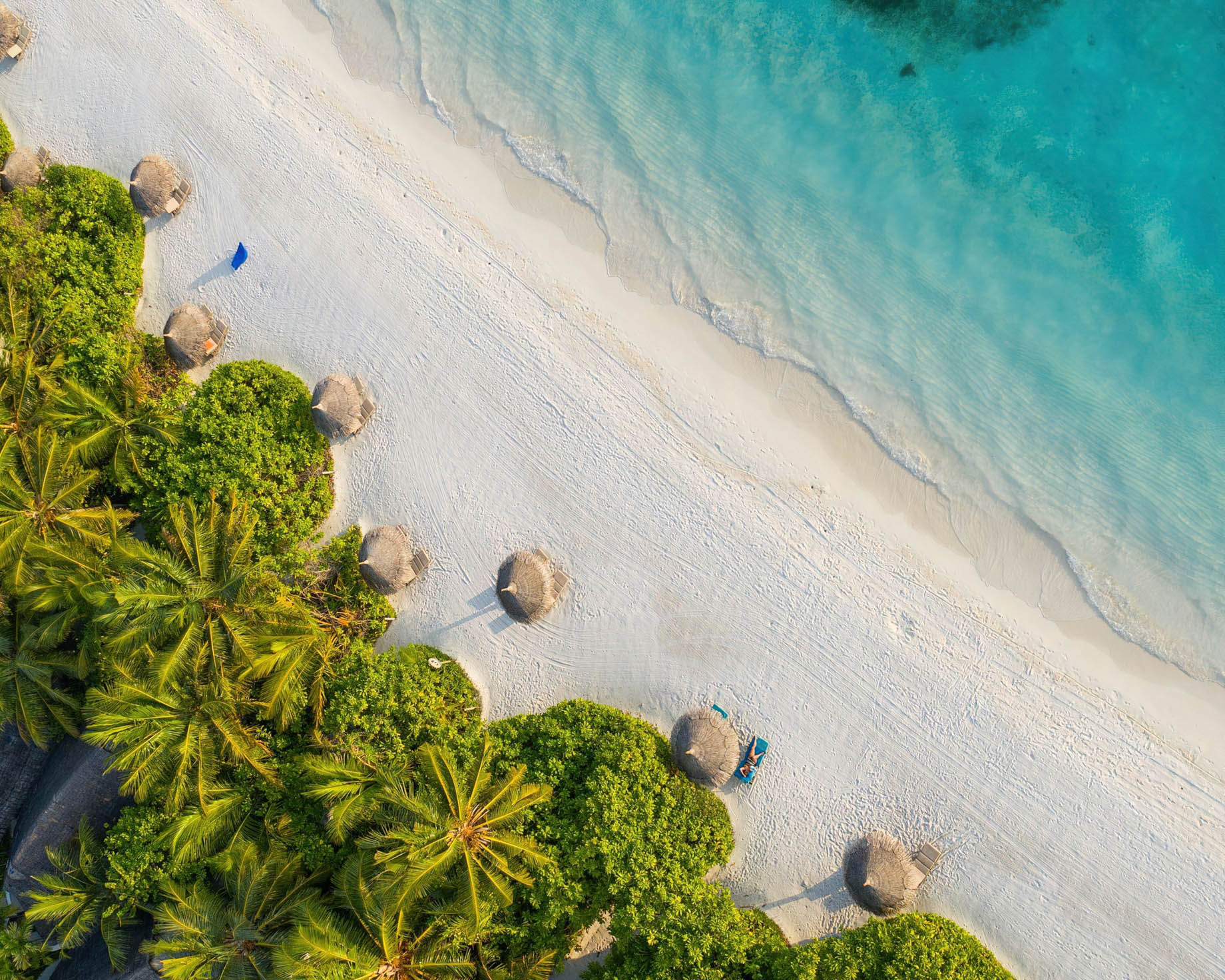 Anantara Thigu Maldives Resort – South Male Atoll, Maldives – Private White Sand Beach Aerial View