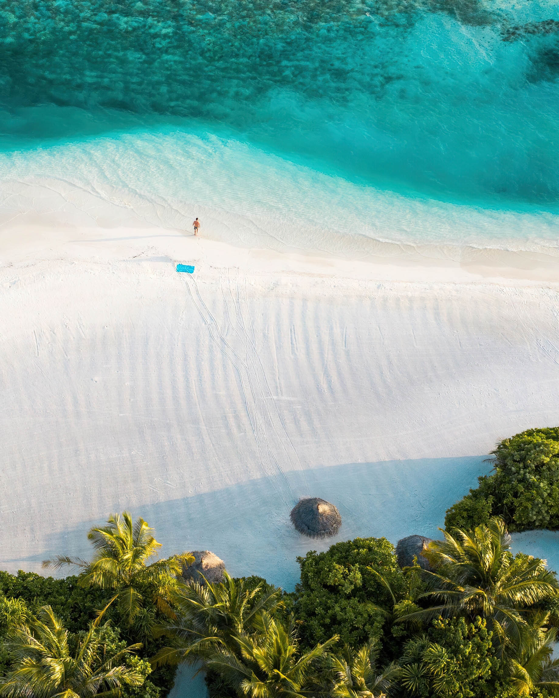 Anantara Thigu Maldives Resort – South Male Atoll, Maldives – White Sand Beach Aerial View