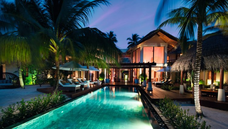 Constance Halaveli Resort - North Ari Atoll, Maldives - Presidential Villa Pool Night View