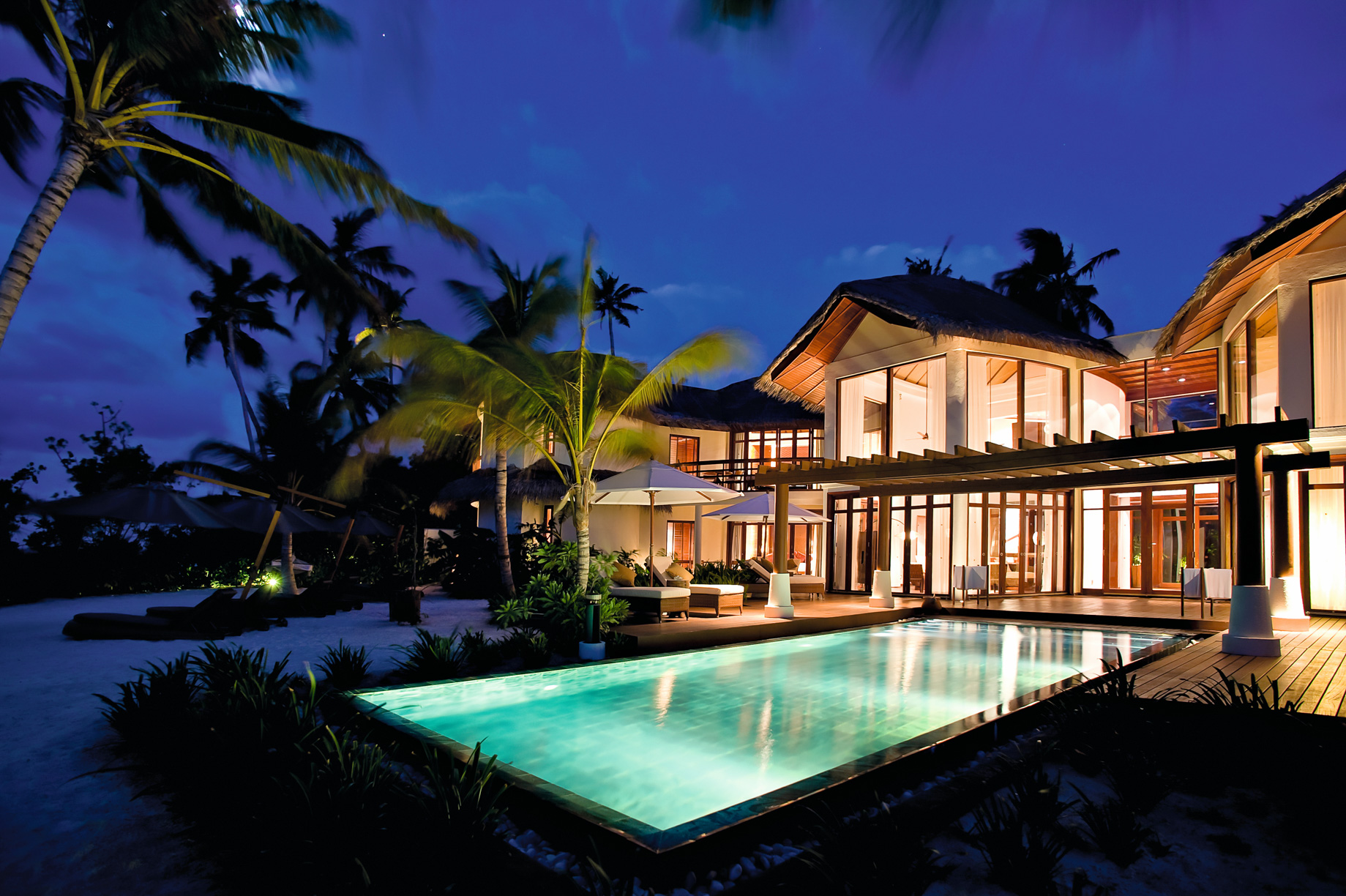 Constance Halaveli Resort - North Ari Atoll, Maldives - Presidential Villa Pool Night View