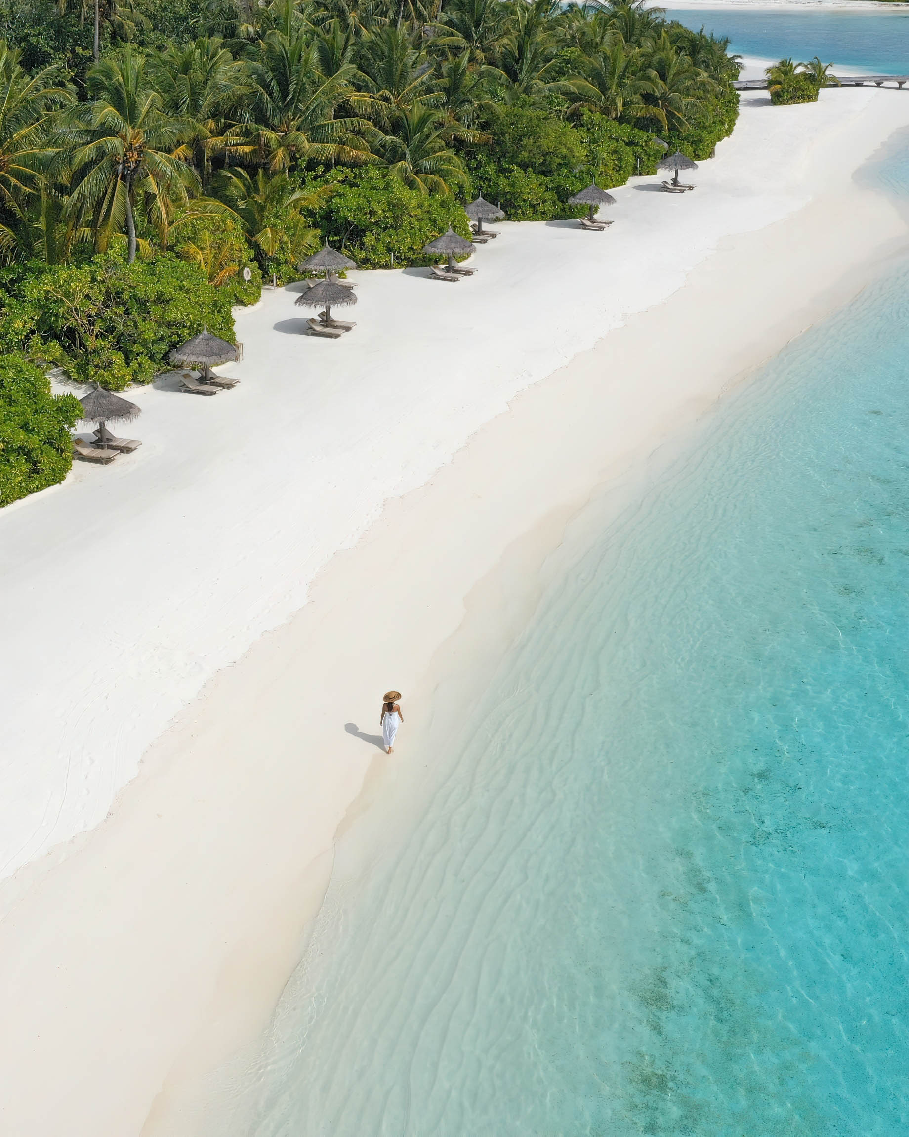 Anantara Thigu Maldives Resort – South Male Atoll, Maldives – White Sand Beach Aerial View