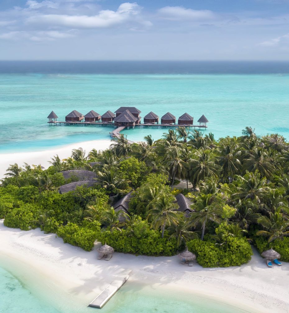 Anantara Thigu Maldives Resort - South Male Atoll, Maldives - Beach and Overwater Spa Aerial View