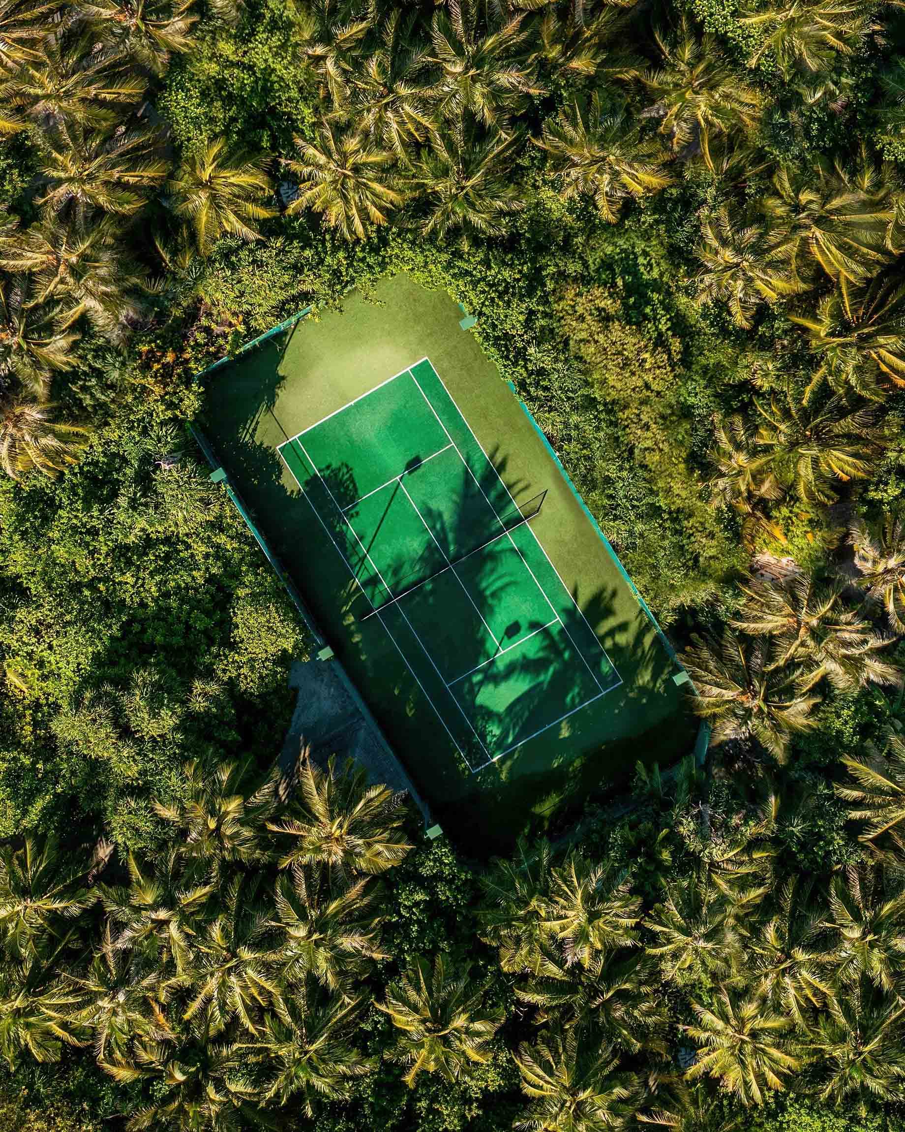 Anantara Kihavah Maldives Villas Resort - Baa Atoll, Maldives - Resort Tennis Court Overhead Aerial View