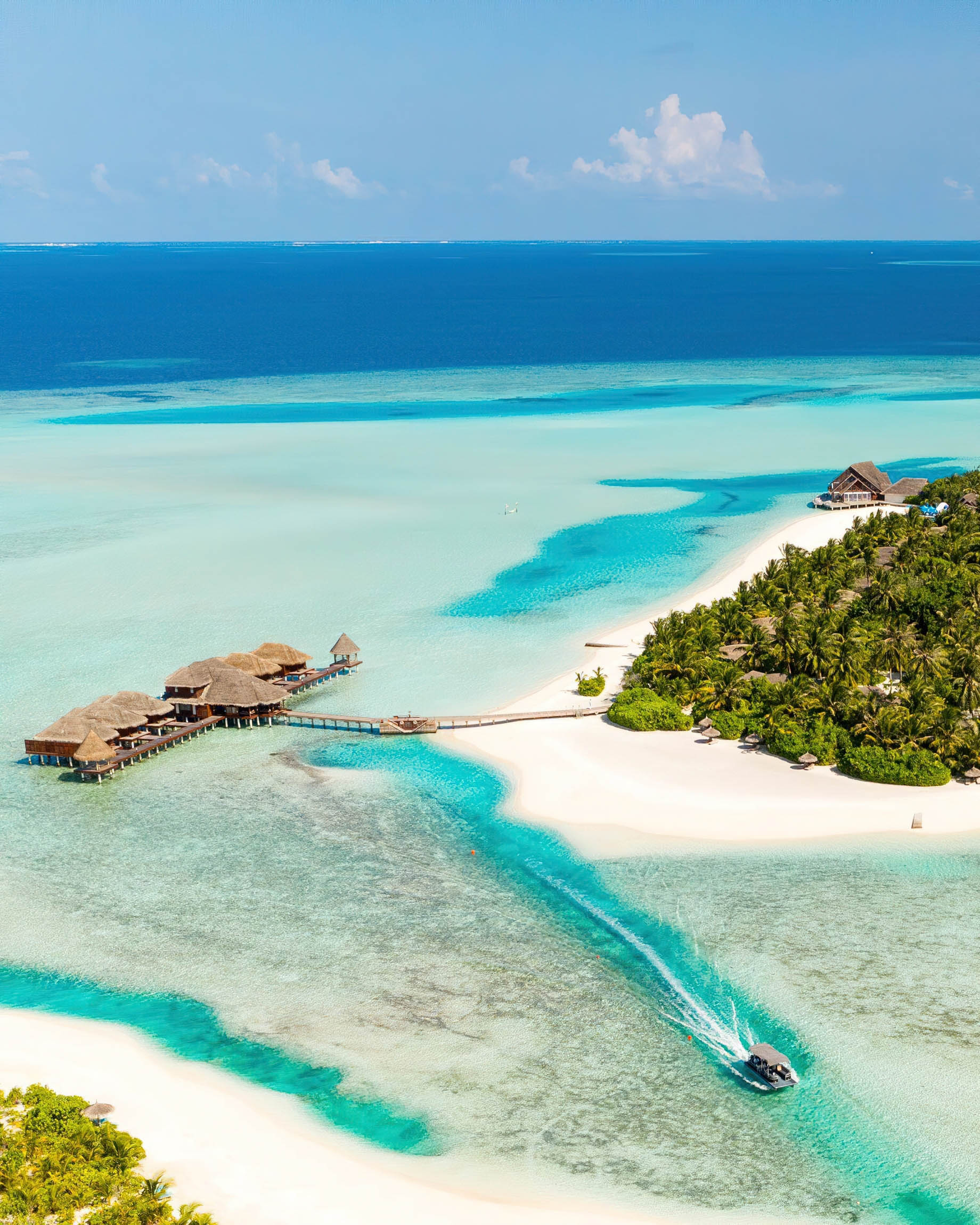Anantara Thigu Maldives Resort – South Male Atoll, Maldives – Overwater Spa Aerial View