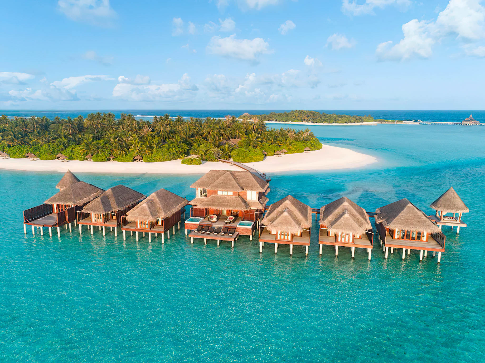Anantara Thigu Maldives Resort – South Male Atoll, Maldives – Overwater Spa Aerial View