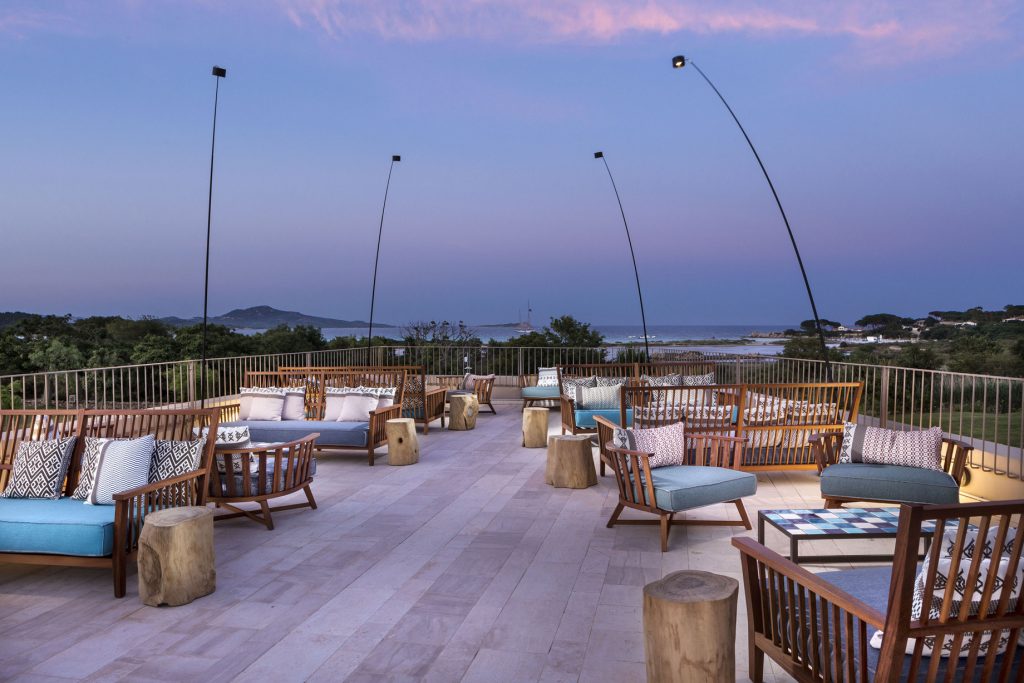 Baglioni Resort Sardinia - San Teodoro, Sardegna, Italy - Sunsert Terrace Bar Dusk View