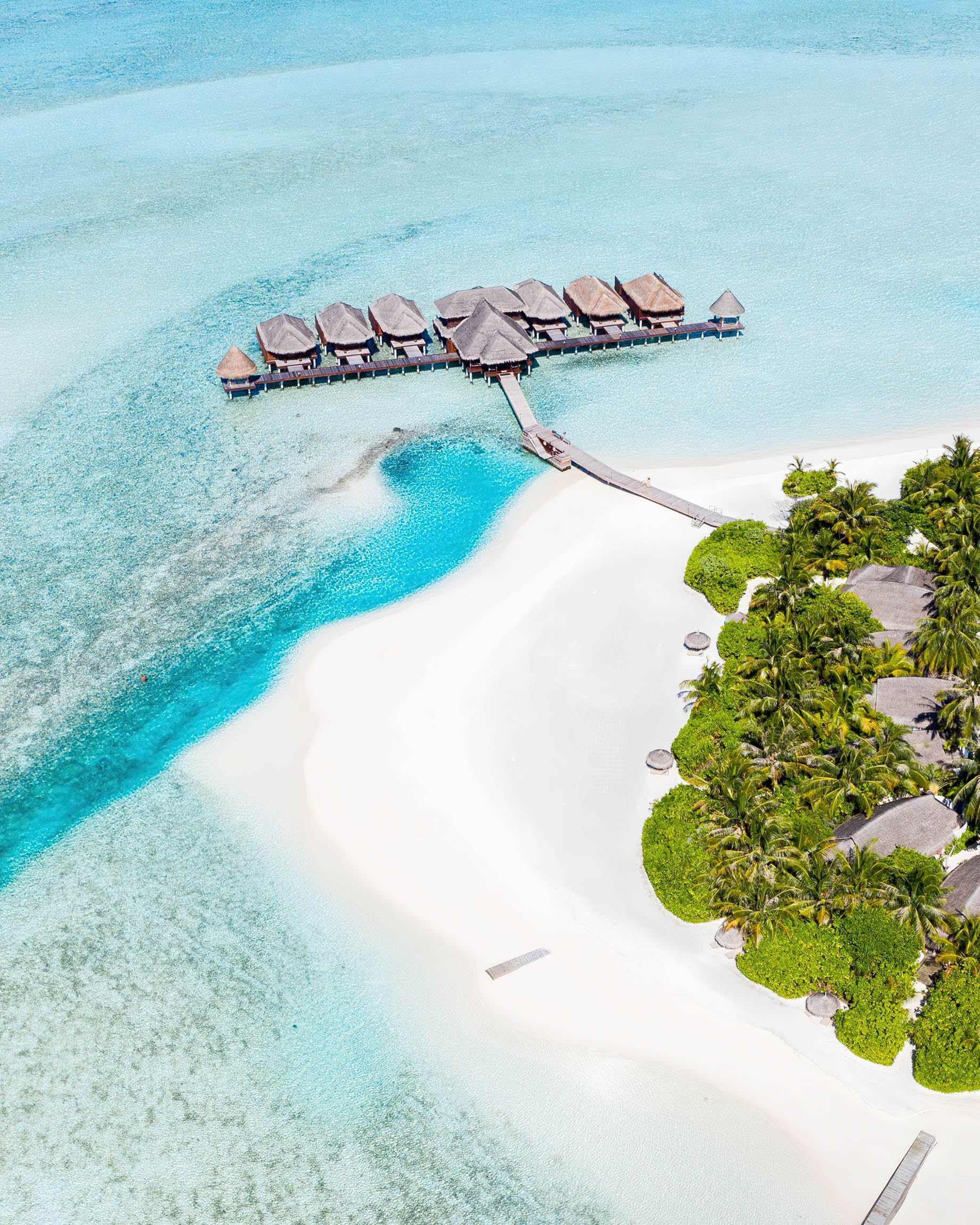 Anantara Thigu Maldives Resort – South Male Atoll, Maldives – Overwater Spa Aerial View