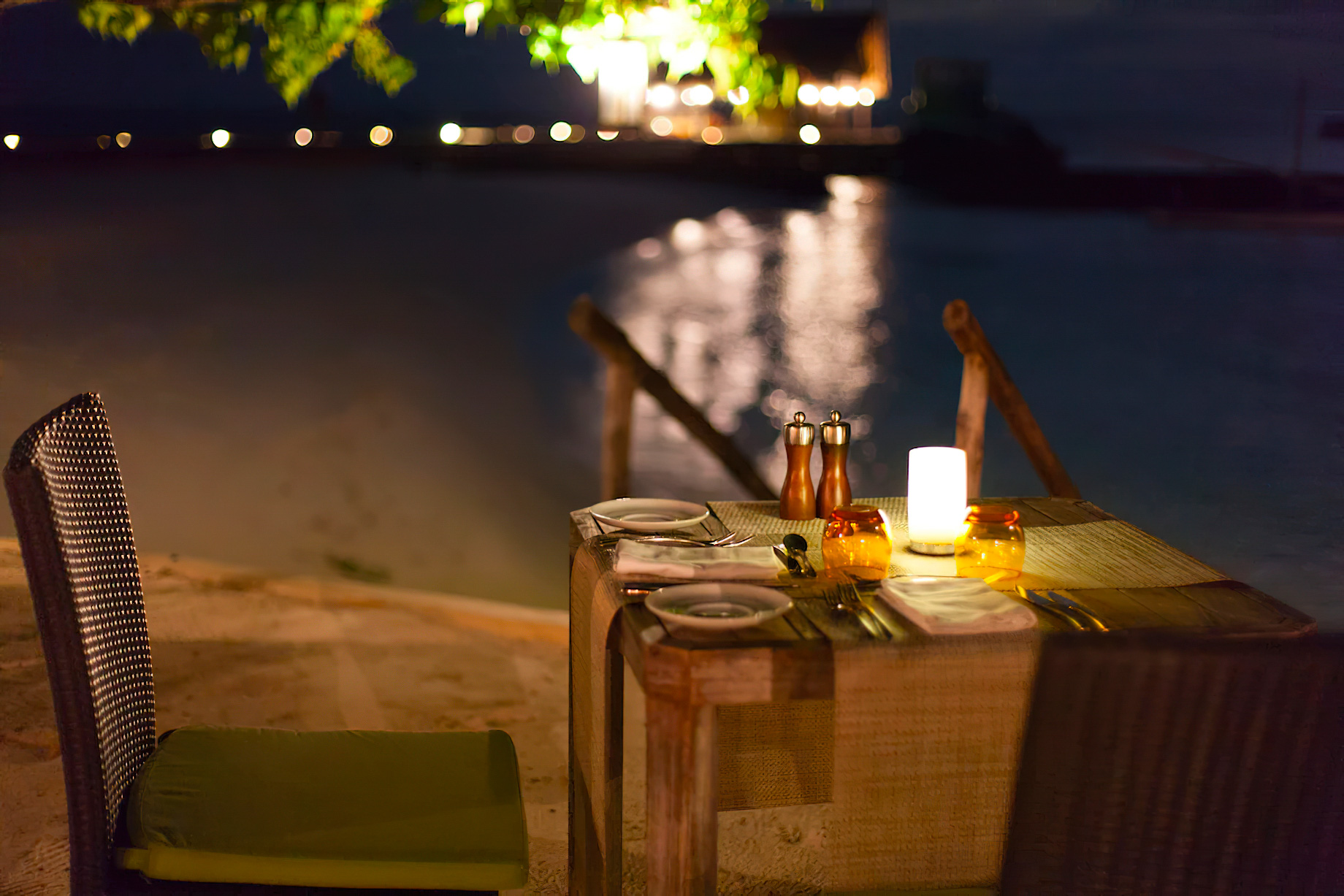 Constance Moofushi Resort – South Ari Atoll, Maldives – Alizee Beach Restaurant Night Dining