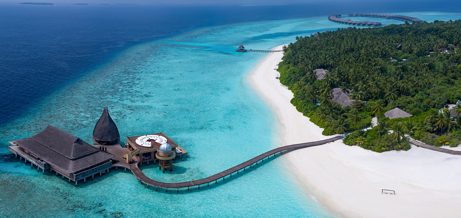 Anantara Kihavah Maldives Villas Resort – Baa Atoll, Maldives – Spa Jetty Aerial View