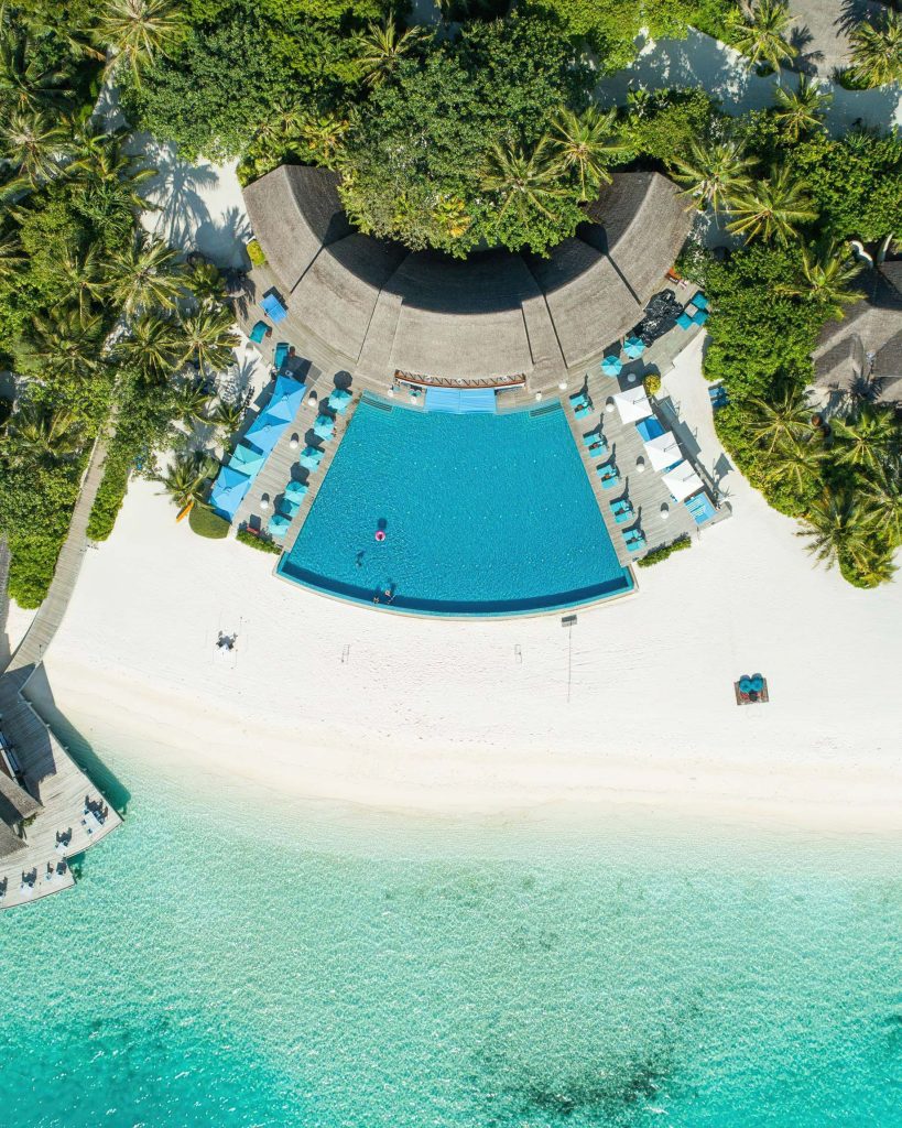 Anantara Thigu Maldives Resort - South Male Atoll, Maldives - Resort Pool Overhead Aerial View