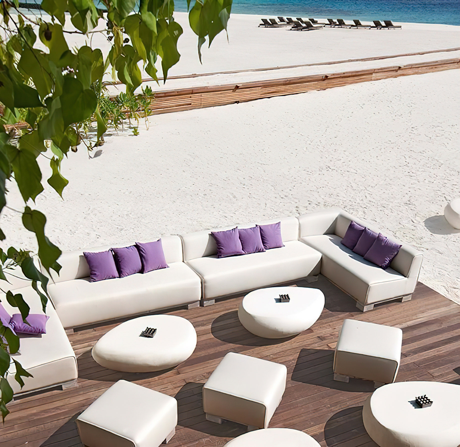 Constance Moofushi Resort – South Ari Atoll, Maldives – Outdoor Beach Lounge Chairs