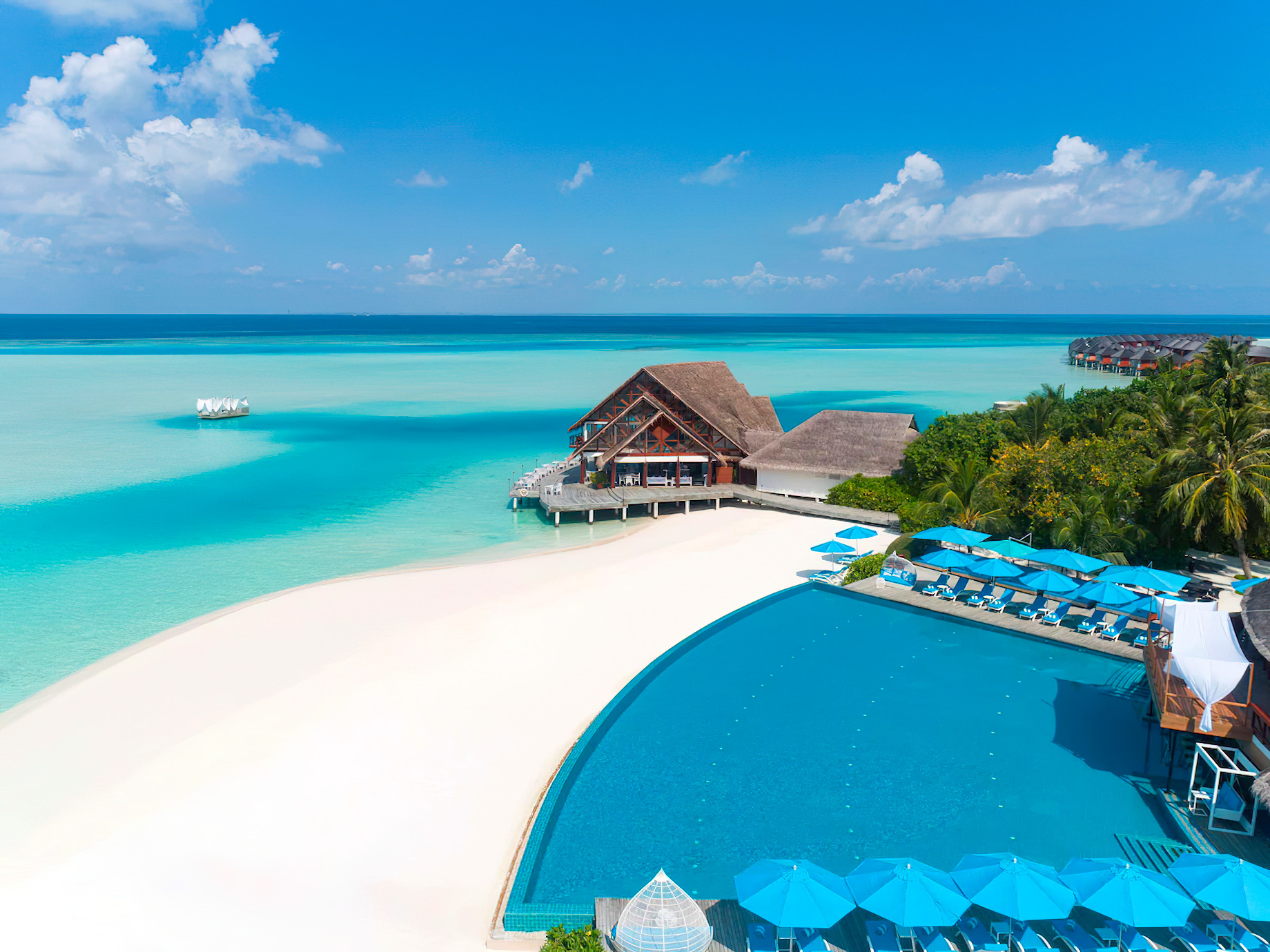 Anantara Thigu Maldives Resort – South Male Atoll, Maldives – Resort Pool Aerial View