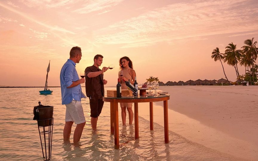 Constance Halaveli Resort - North Ari Atoll, Maldives - Private Beach Sunset Wine Tasting