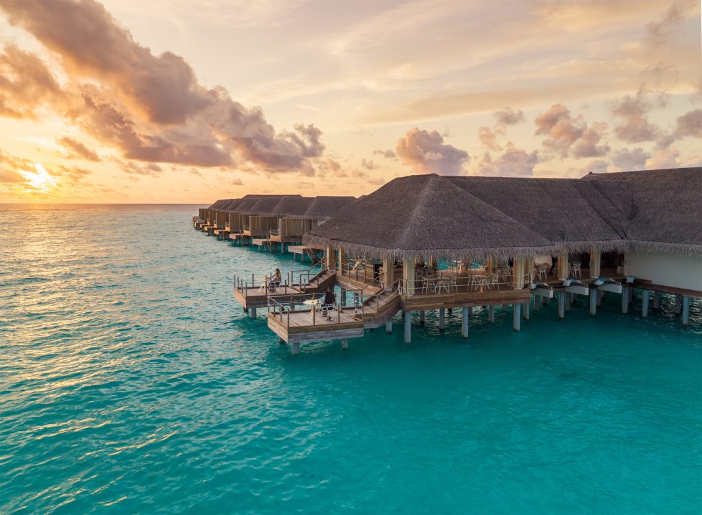 Baglioni Resort Maldives - Maagau Island, Rinbudhoo, Maldives - Umami Restaurant Exterior Sunset Ocean View