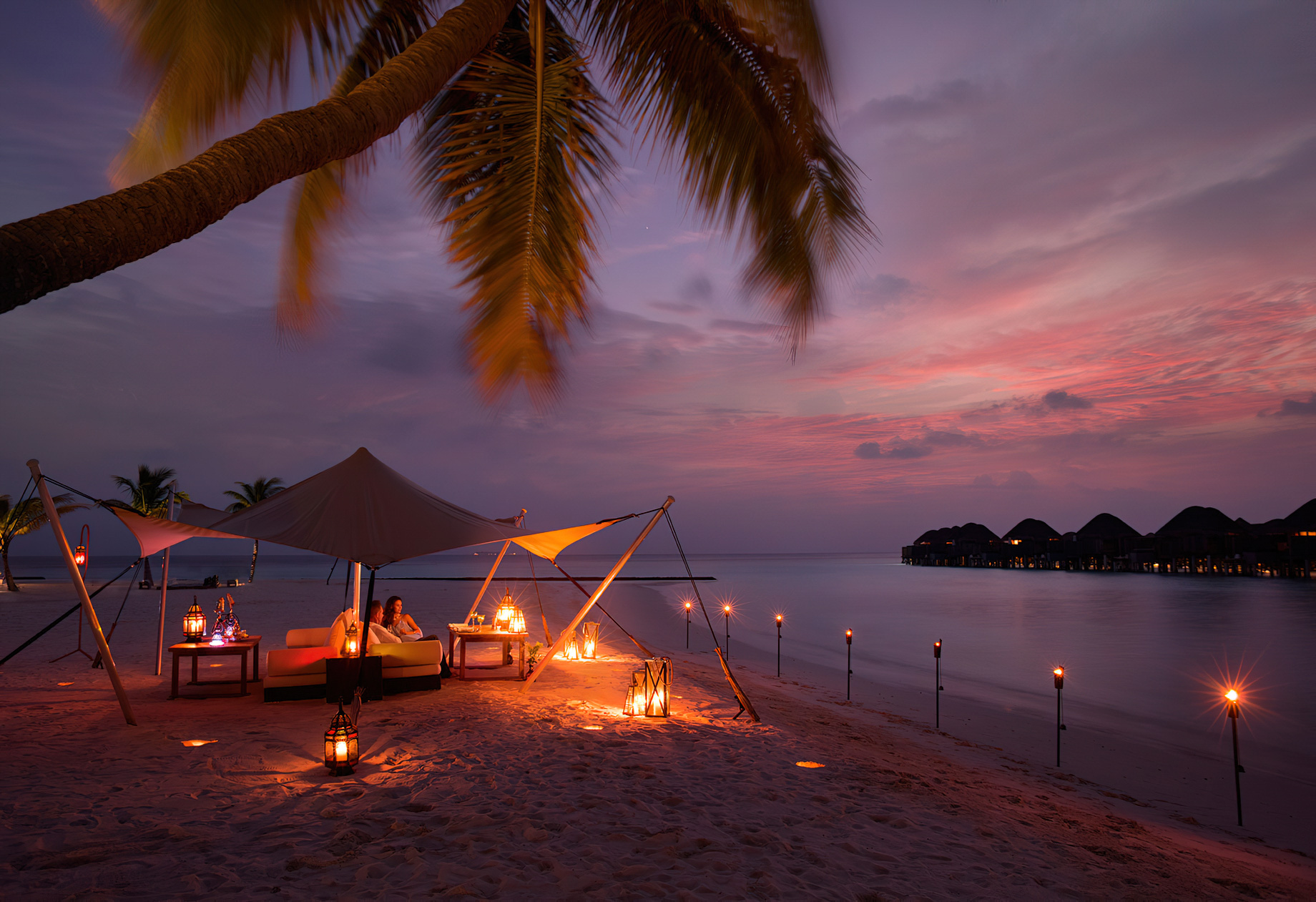 Constance Halaveli Resort - North Ari Atoll, Maldives - Private Beach Sunset Dining