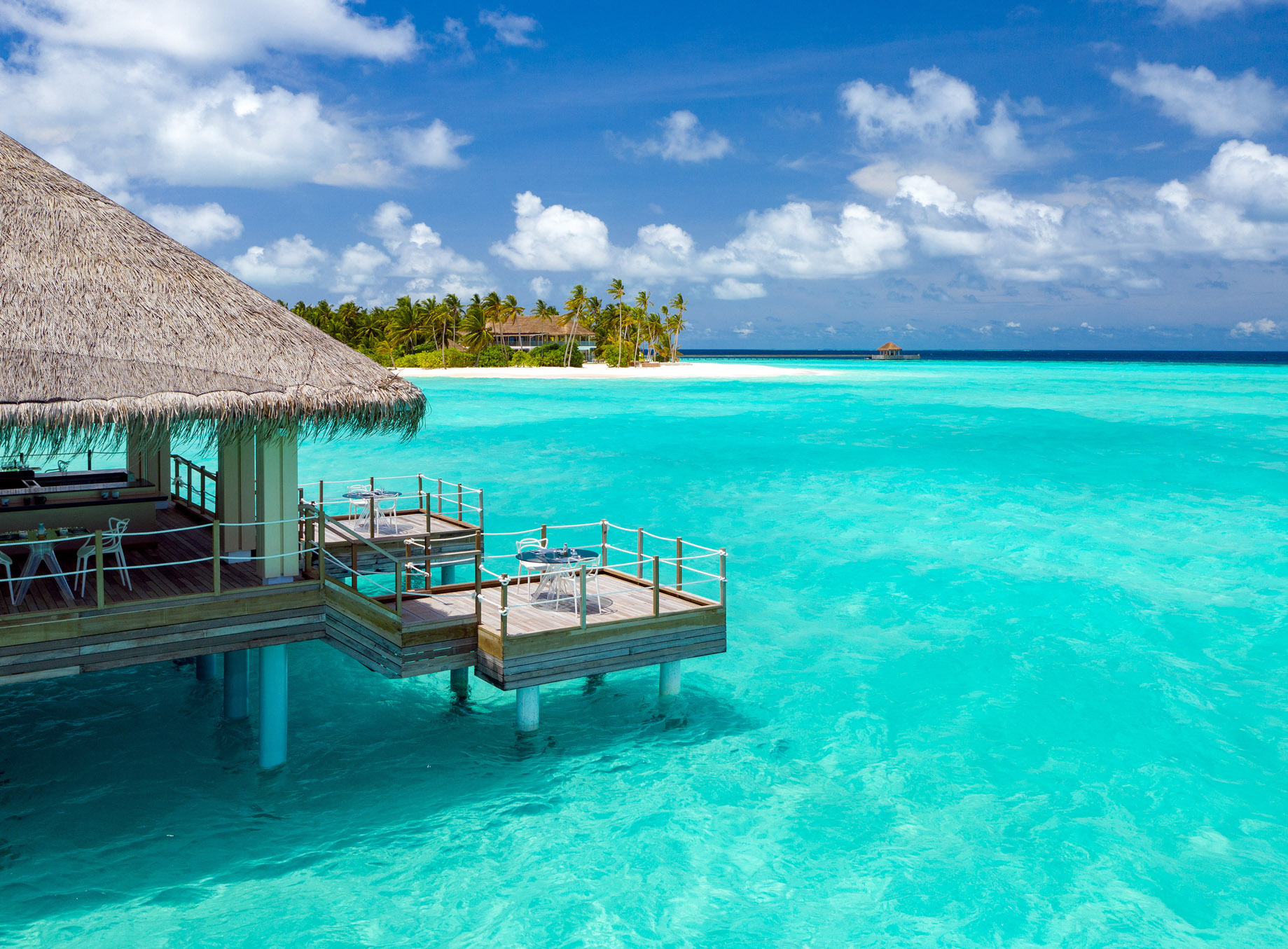 Baglioni Resort Maldives – Maagau Island, Rinbudhoo, Maldives – Umami Restaurant Overwater Dining Aerial View