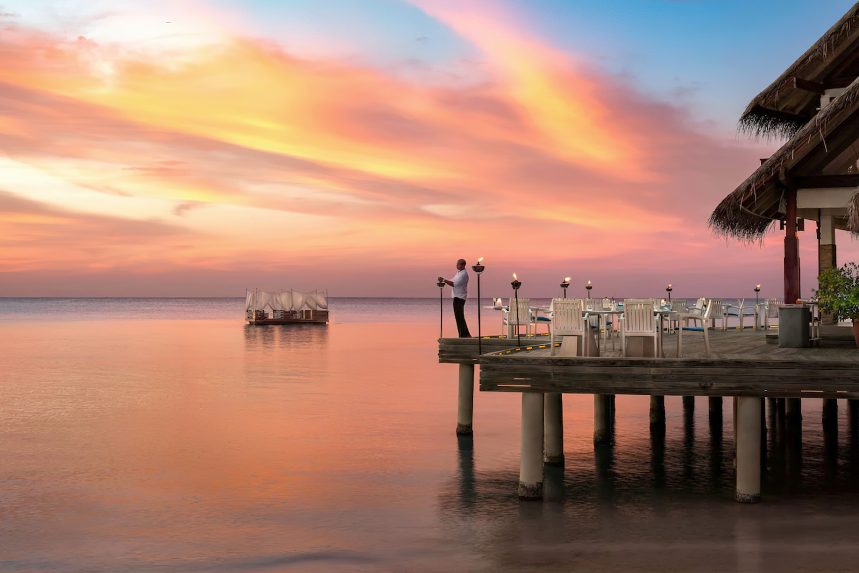 Anantara Thigu Maldives Resort - South Male Atoll, Maldives - Sea Fire Salt Overwater Restaurant Sunset
