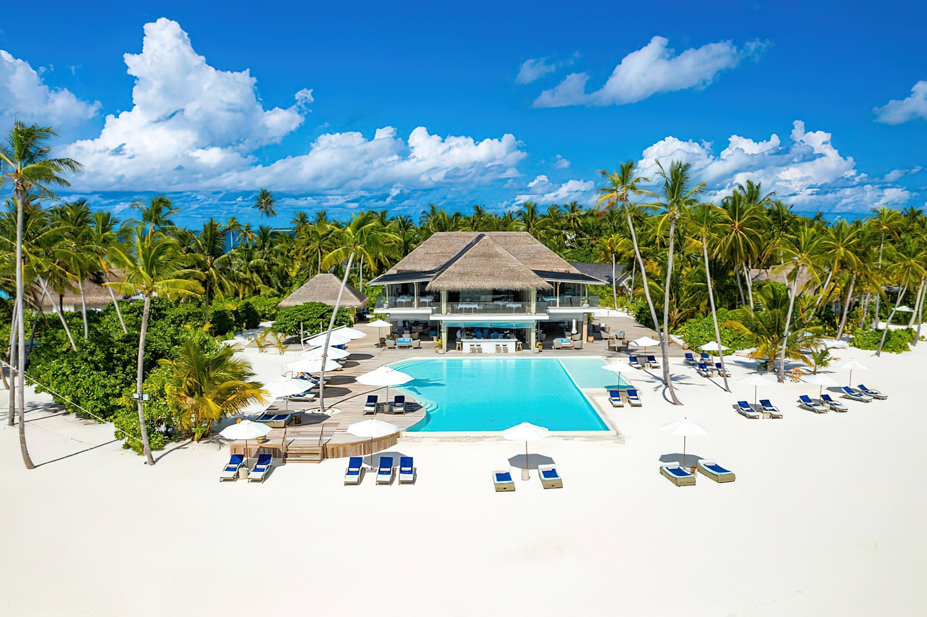 Baglioni Resort Maldives – Maagau Island, Rinbudhoo, Maldives – Resort Main Pool Aerial View