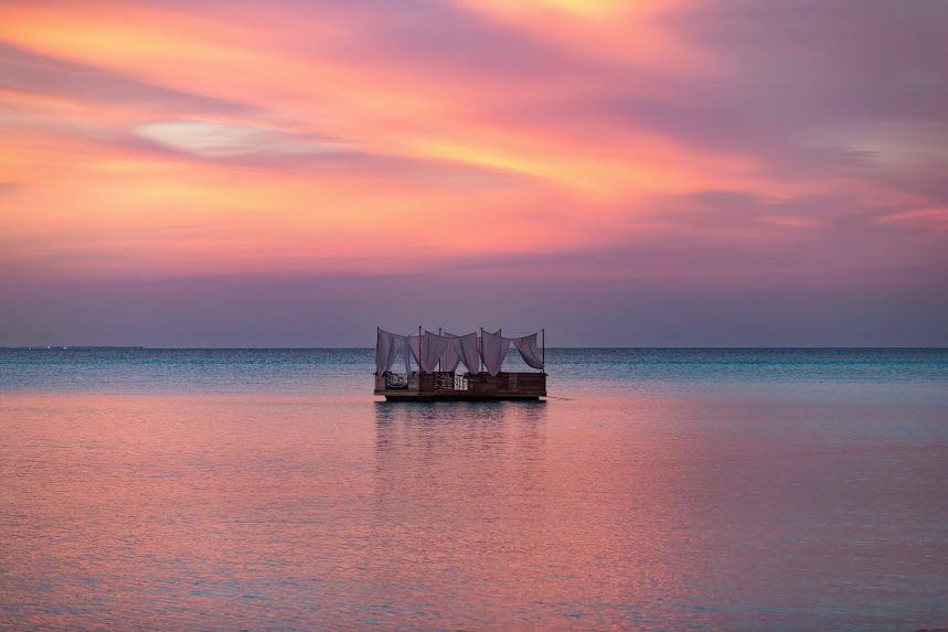 Anantara Thigu Maldives Resort - South Male Atoll, Maldives - Floating Ocean View Dining Sunset