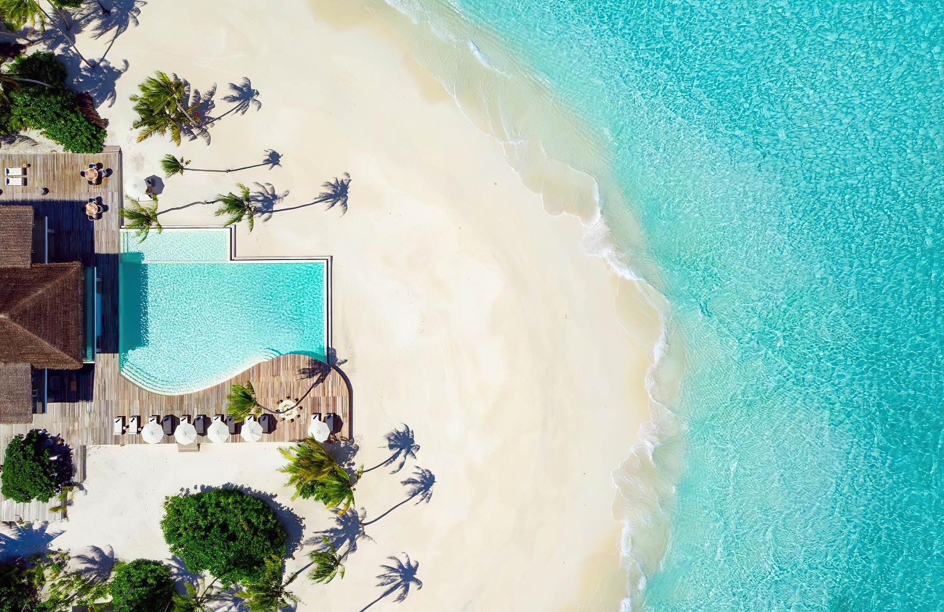 Baglioni Resort Maldives - Maagau Island, Rinbudhoo, Maldives - Resort Main Pool Overhead Aerial View