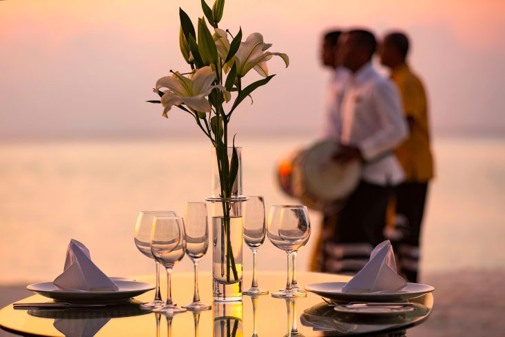 Anantara Thigu Maldives Resort - South Male Atoll, Maldives - Beach Dining Sunset
