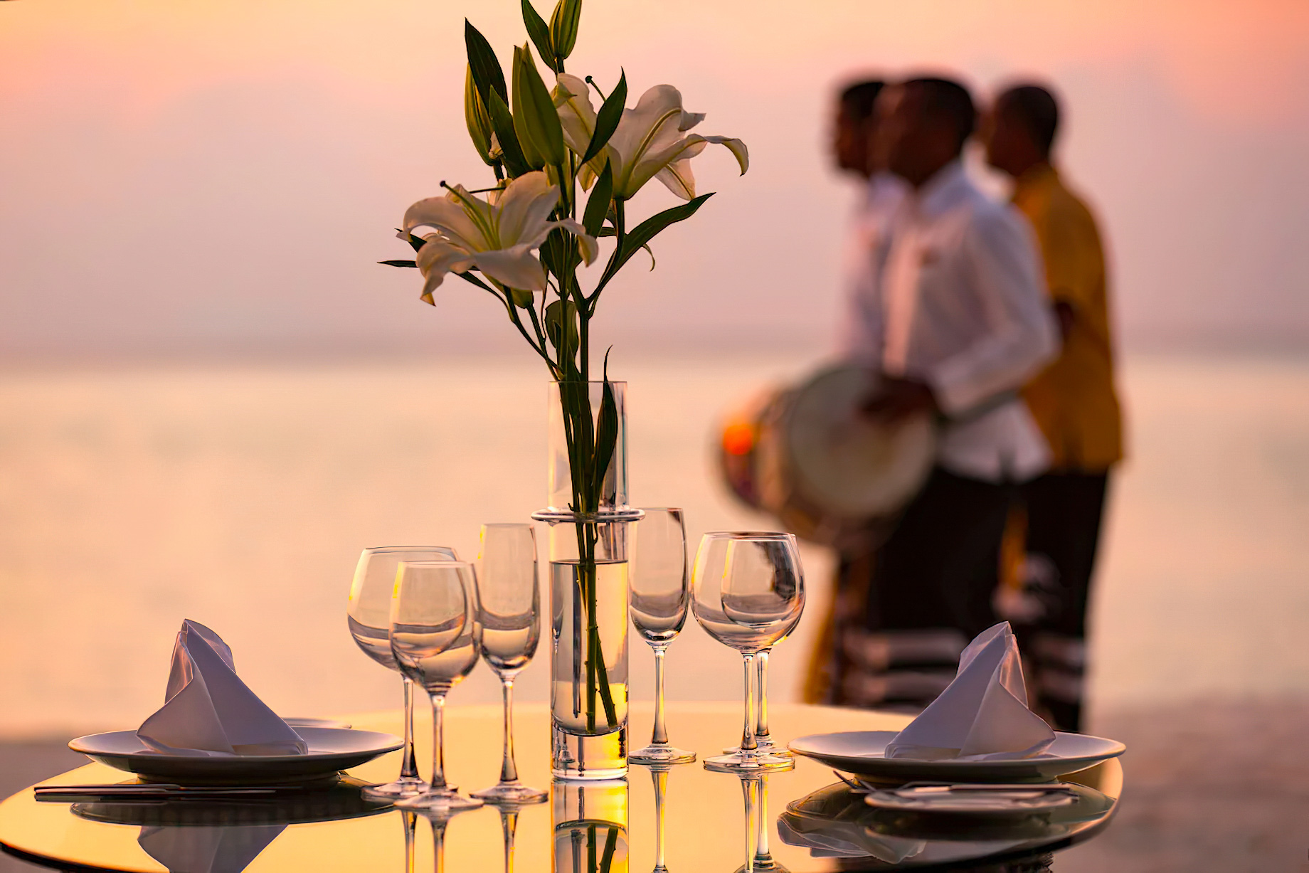 Anantara Thigu Maldives Resort – South Male Atoll, Maldives – Beach Dining Sunset