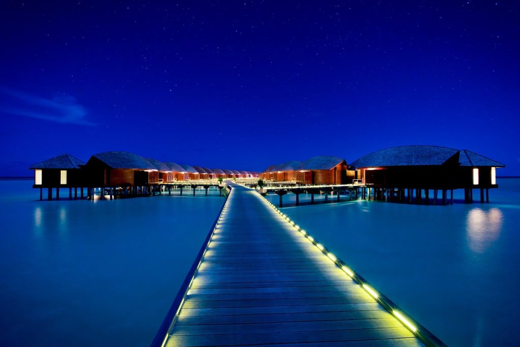 Anantara Thigu Maldives Resort - South Male Atoll, Maldives - Overwater Villas Jetty Night View