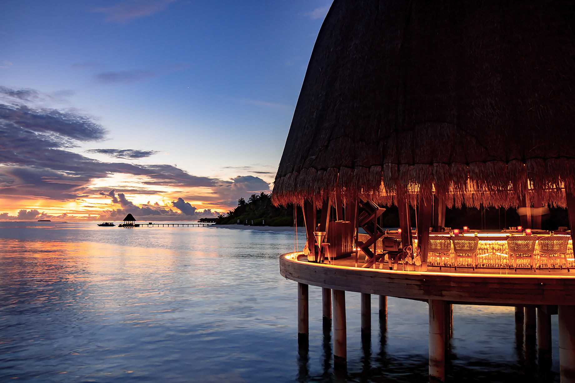 Anantara Kihavah Maldives Villas Resort – Baa Atoll, Maldives – FIRE Restaurant Sunset Ocean View