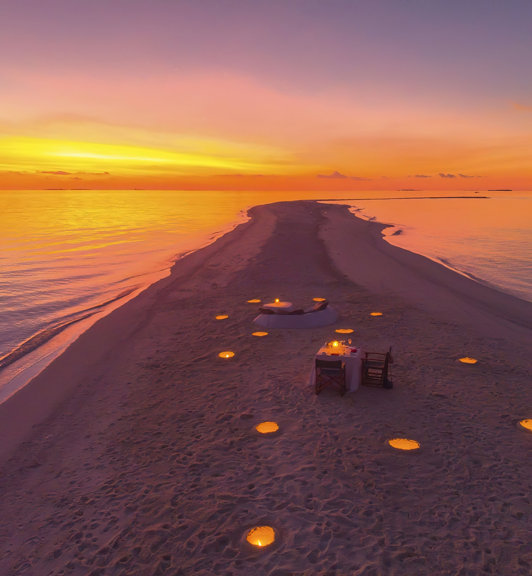 Anantara Kihavah Maldives Villas Resort – Baa Atoll, Maldives – Beach Dining Sunset