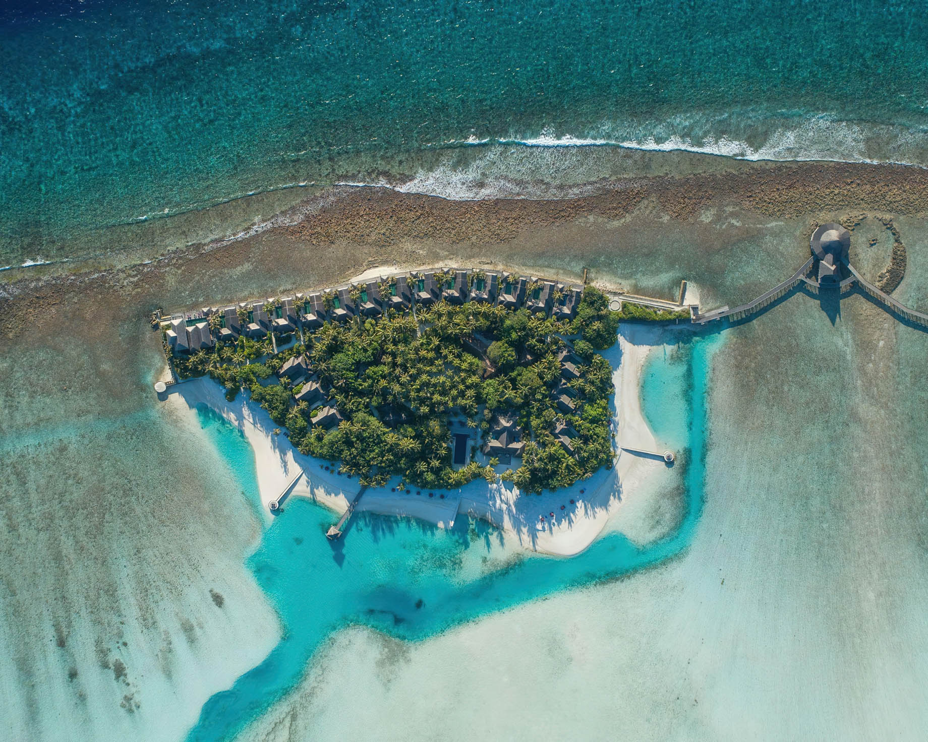 Naladhu Private Island Maldives Resort - South Male Atoll, Maldives - Overhead Aerial View