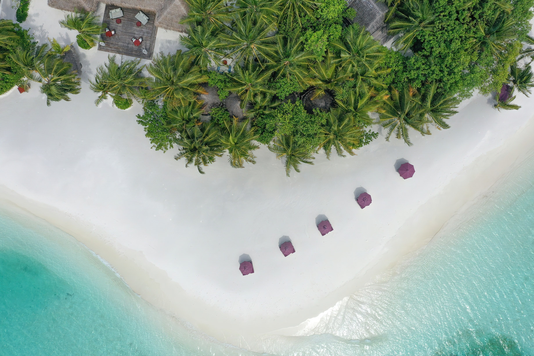 Naladhu Private Island Maldives Resort – South Male Atoll, Maldives – Beach Overhead Aerial View