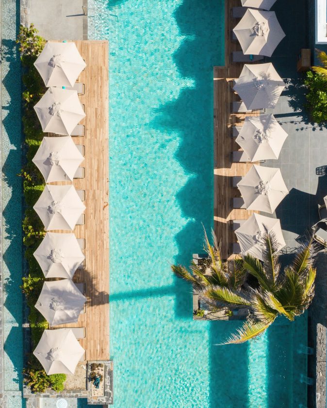 Anantara Iko Mauritius Resort & Villas - Plaine Magnien, Mauritius - Pool Overhead Aerial View