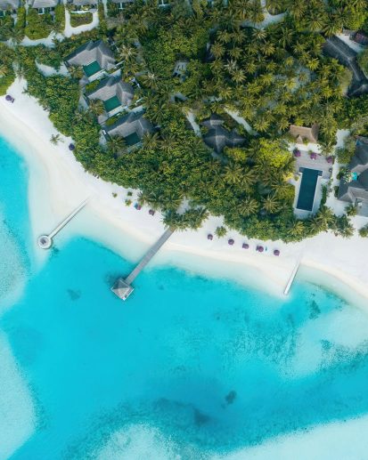 Naladhu Private Island Maldives Resort - South Male Atoll, Maldives - Arrival Jetty Overhead Aerial View
