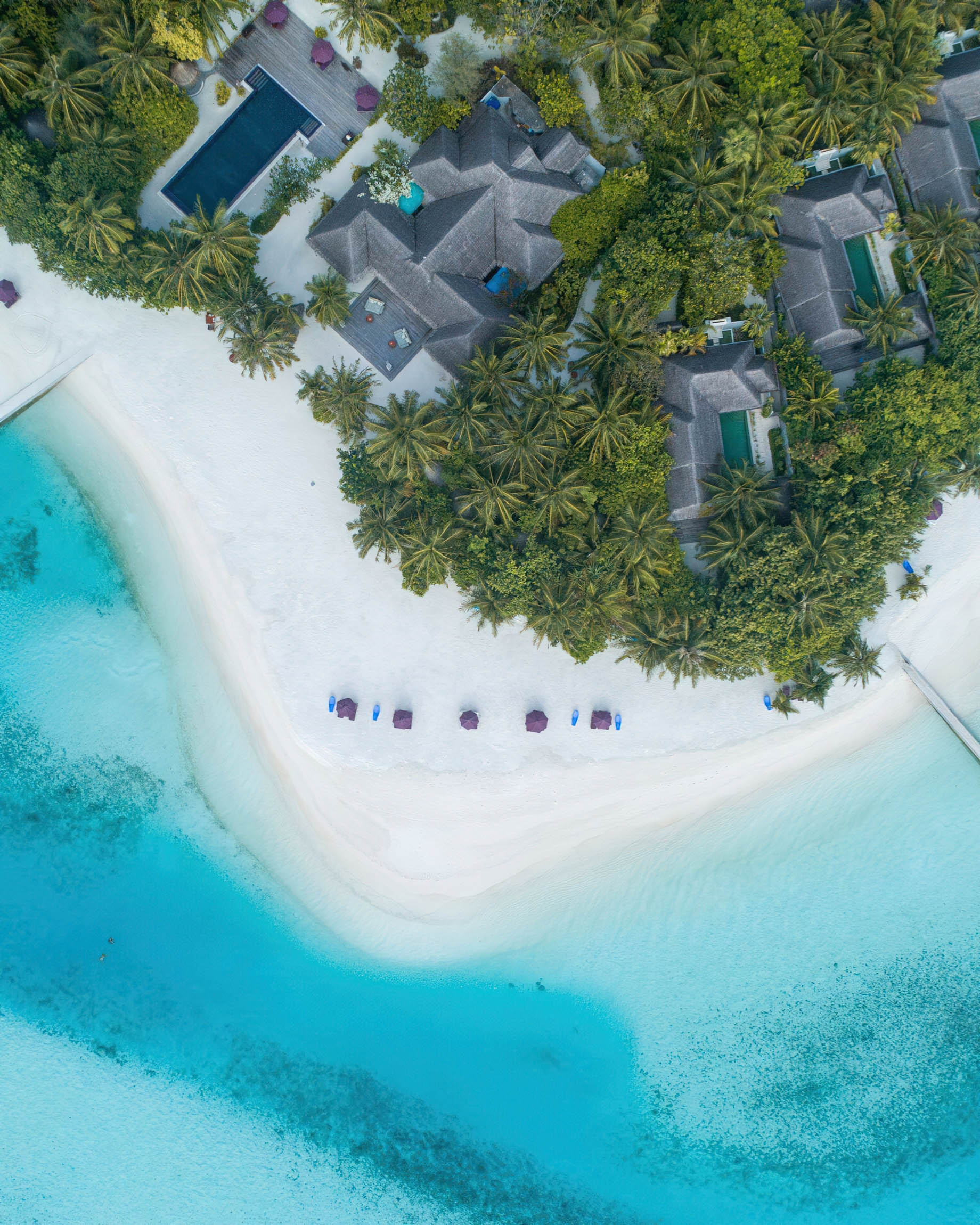 Naladhu Private Island Maldives Resort – South Male Atoll, Maldives – Beach Overhead Aerial View