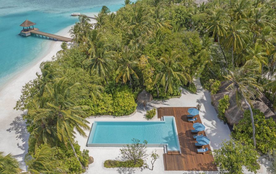 Naladhu Private Island Maldives Resort - South Male Atoll, Maldives - Resort Pool Aerial View