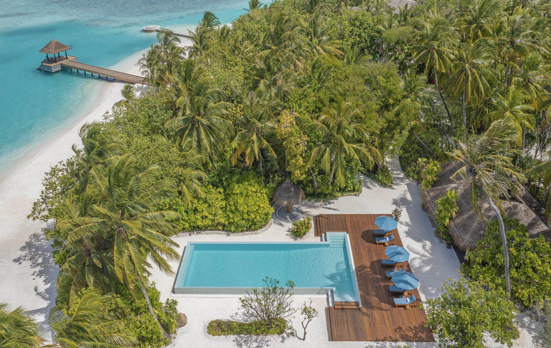 Naladhu Private Island Maldives Resort – South Male Atoll, Maldives – Resort Pool Aerial View