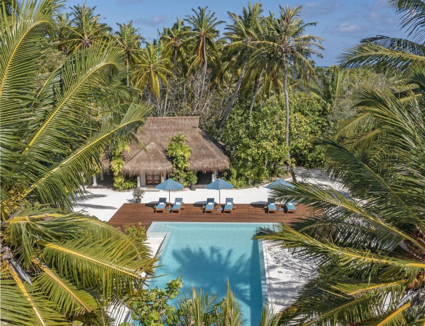 Naladhu Private Island Maldives Resort - South Male Atoll, Maldives - Resort Pool Aerial View