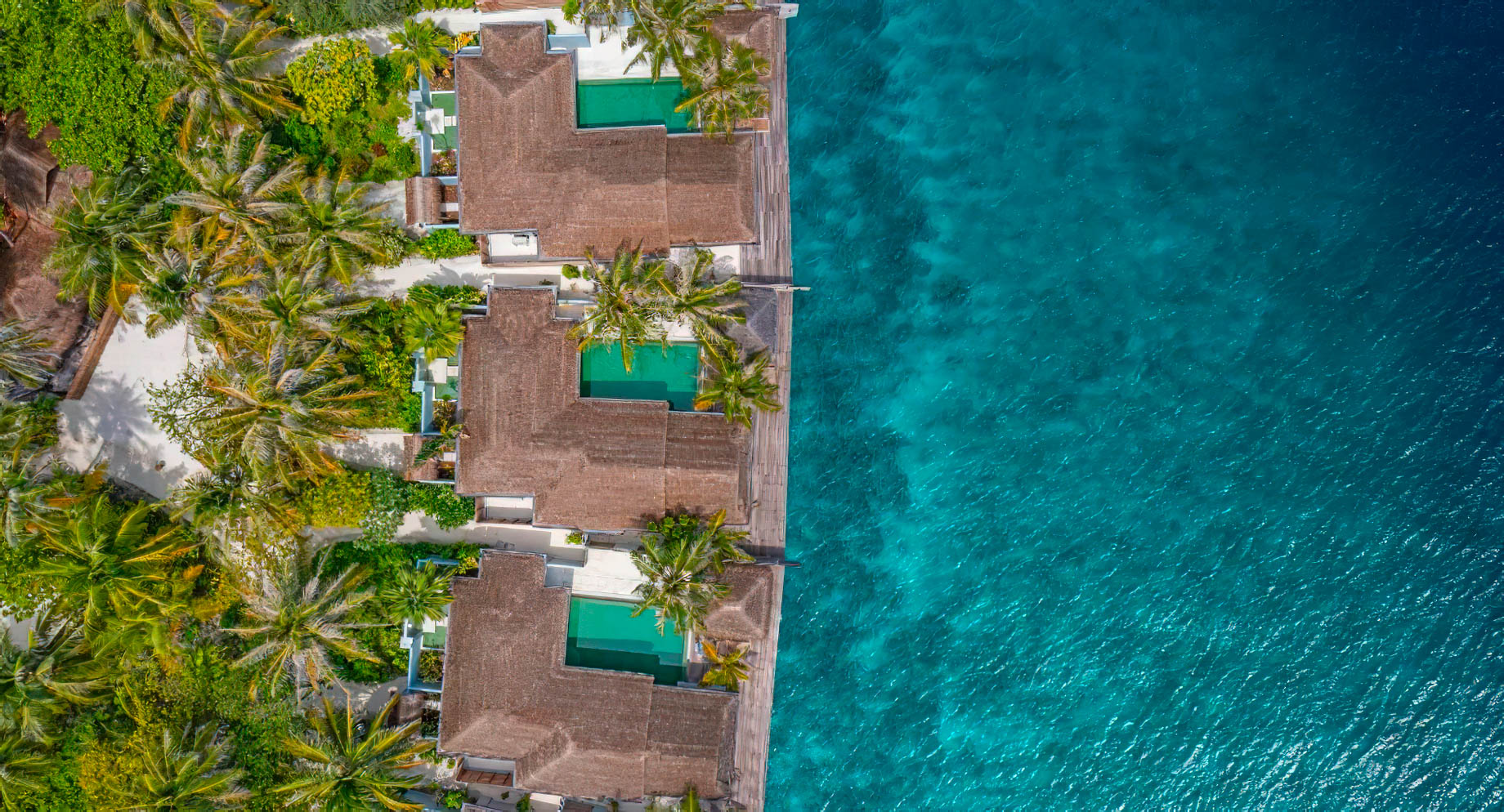 Naladhu Private Island Maldives Resort – South Male Atoll, Maldives – Ocean House with Pool and Private Beach Cabana Overhead Aerial View