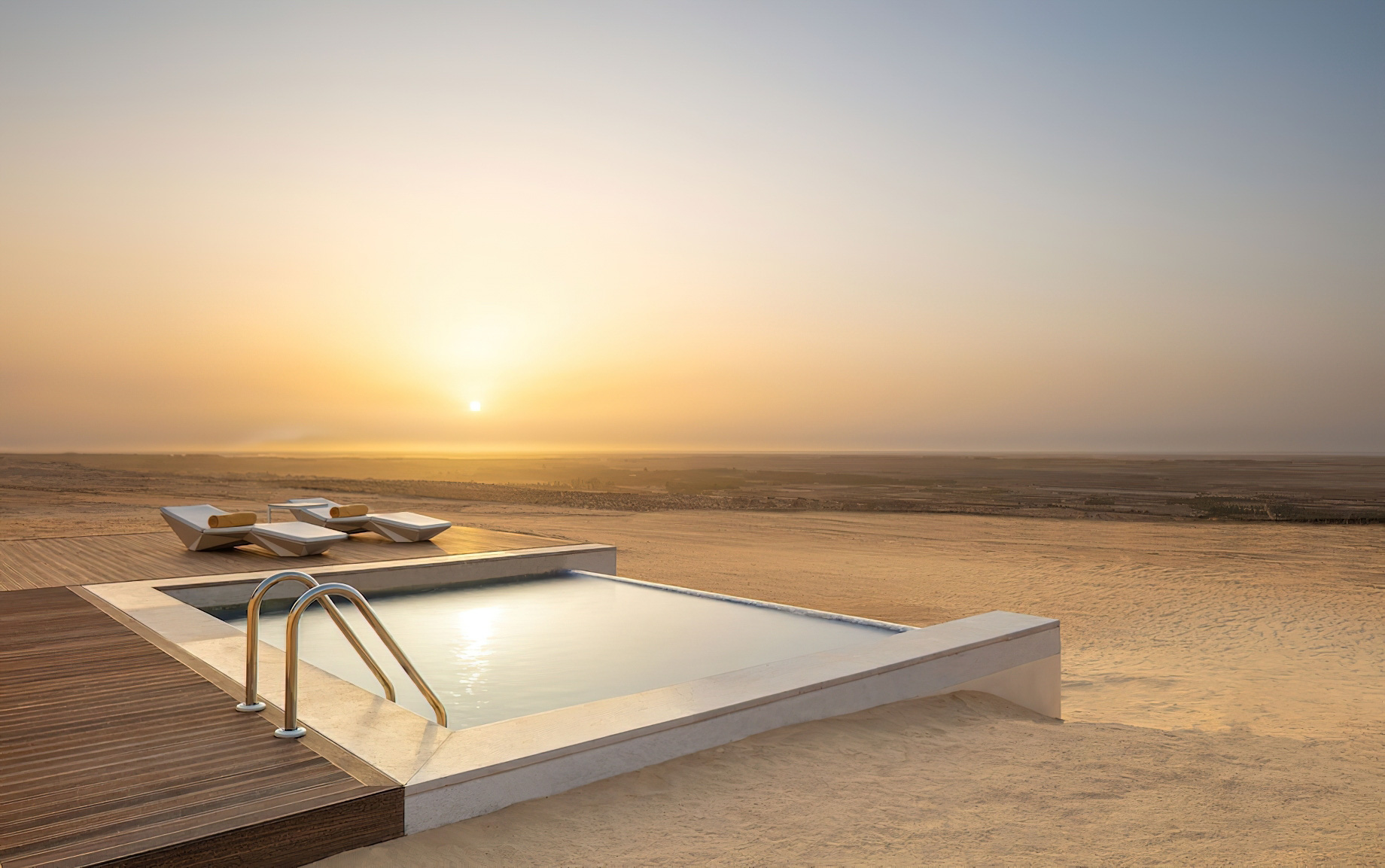 Anantara Sahara Tozeur Resort & Villas – Tozeur, Tunisia – One Bedroom Anantara Pool Villa Deck Sunset